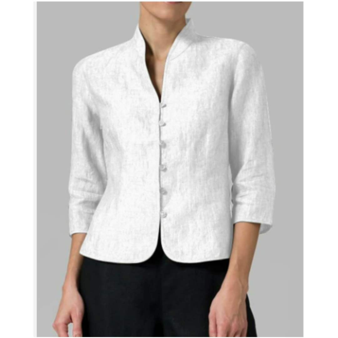 Blouse met Opstaande Kraag Chambray Stof