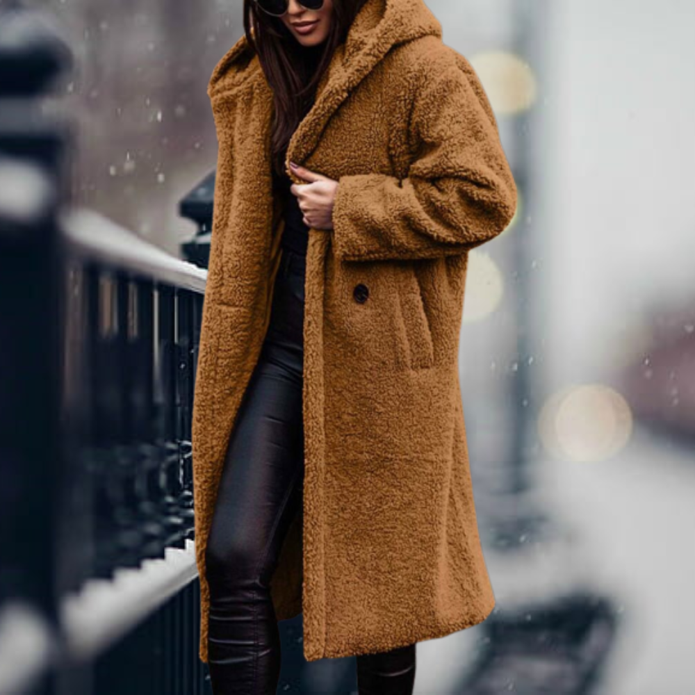 Imitatiebont Jas met Capuchon Warm en Elegant
