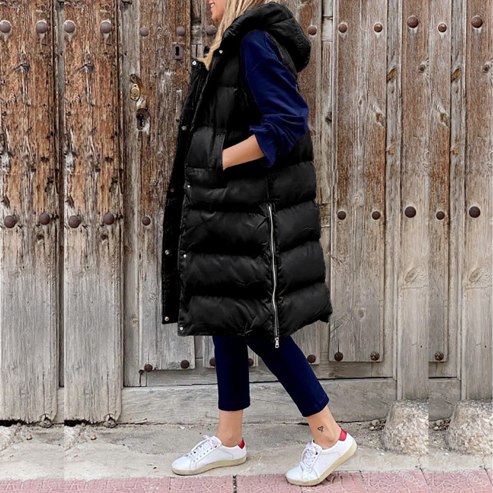 Dames Bodywarmer Mouwloos Warm Met Capuchon