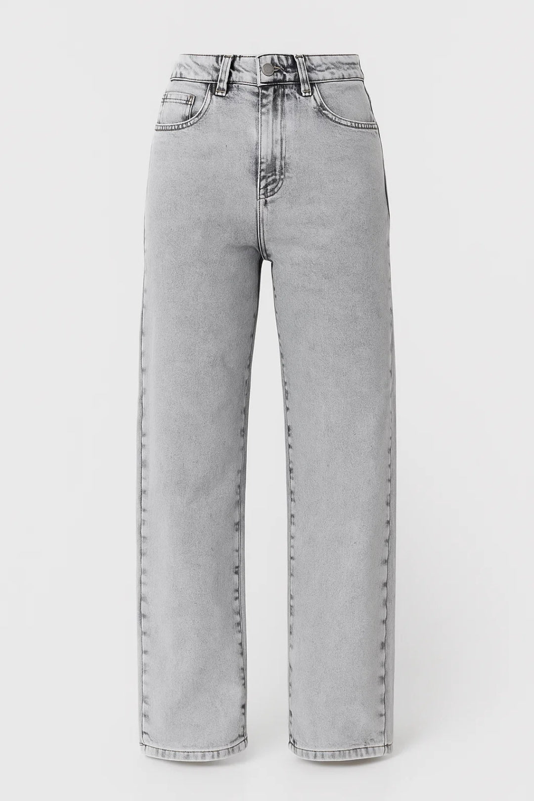 Dames Jeans Wide Leg Grijs Hoge Taille