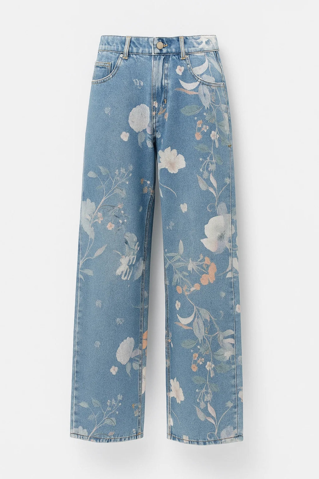 Hoge Taille Damesjeans Comfortabel Bloemmotief