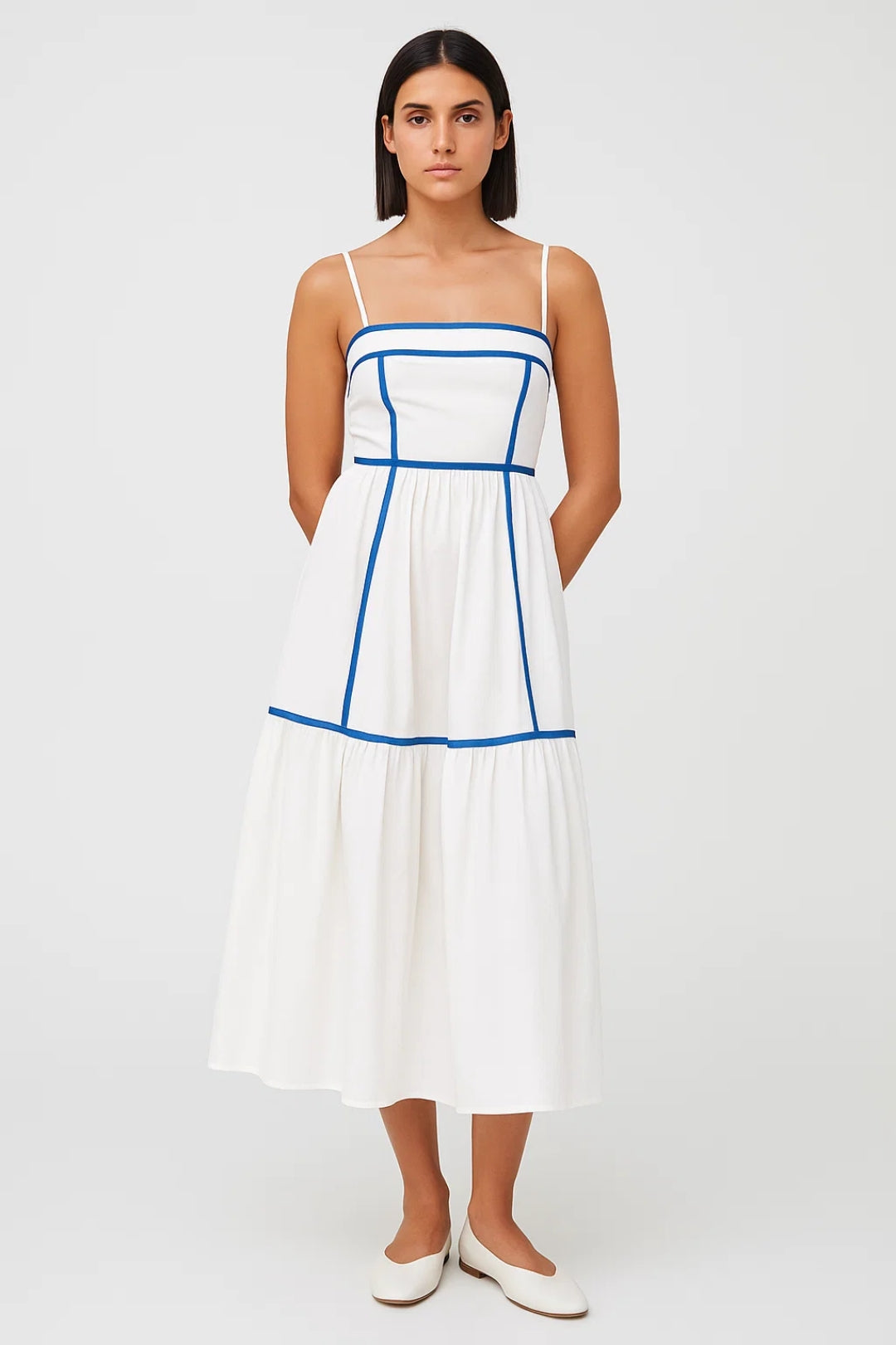 Midi Jurk Dames met Spaghettibandjes - Gelaagde Zomerjurk Casual