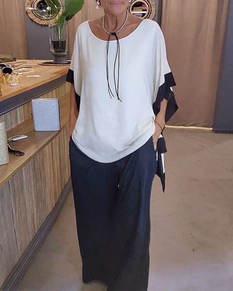 Vrouwen Blouse Ruime Pasvorm met Contrasterende Biesen
