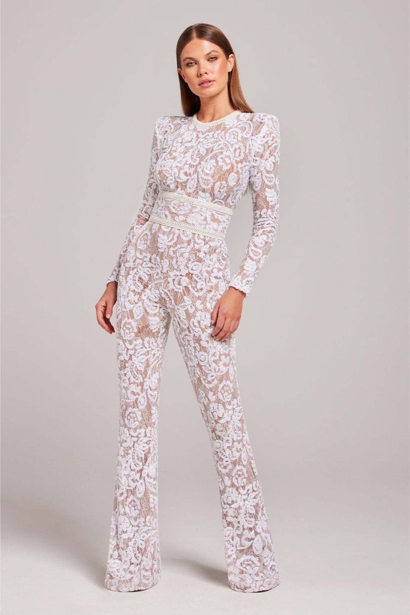 Luxe Jumpsuit Lange Mouw Glamour Pailletten voor Avond出