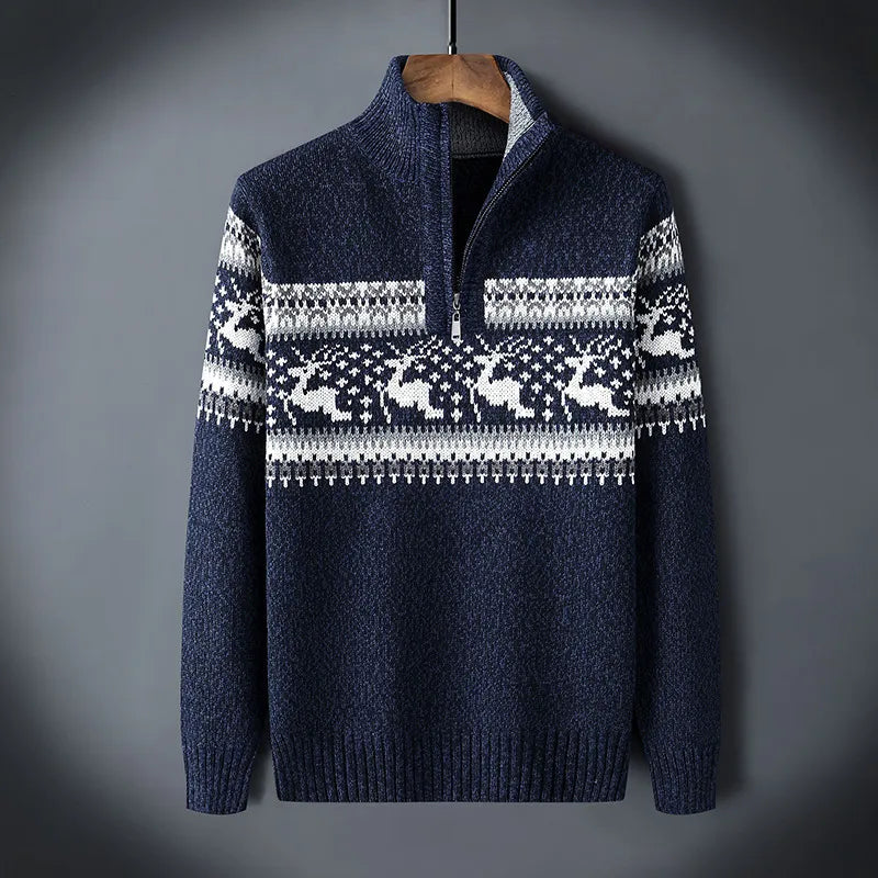 Nordval Heren Trui Half-Zip Gebreid Seizoenspatroon