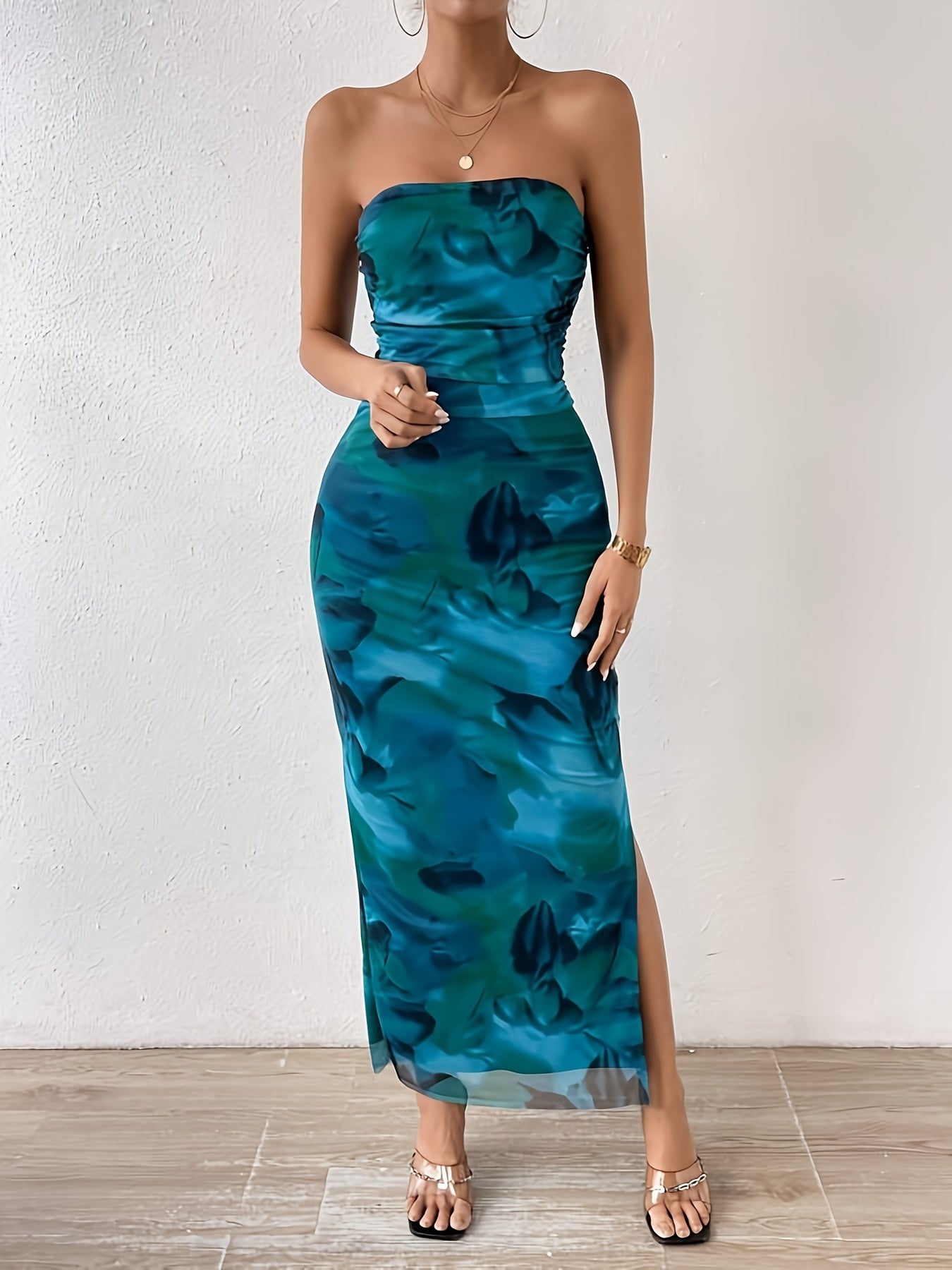 Avondjurk Bodycon Zonder Schouderbanden Hoge Split