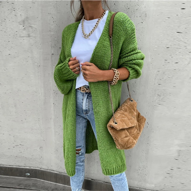 Damescardigan Kasjmier Middellang Warm Herfst Winter