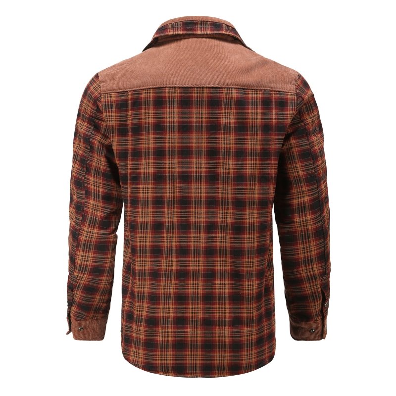 Heren Jas Geruit Fleece Lederlook met Kraag
