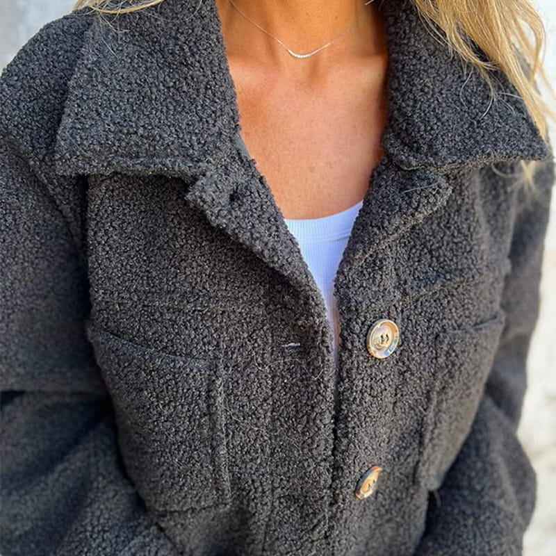 Dames Teddyjas Warme Stijlvolle Knopenjas
