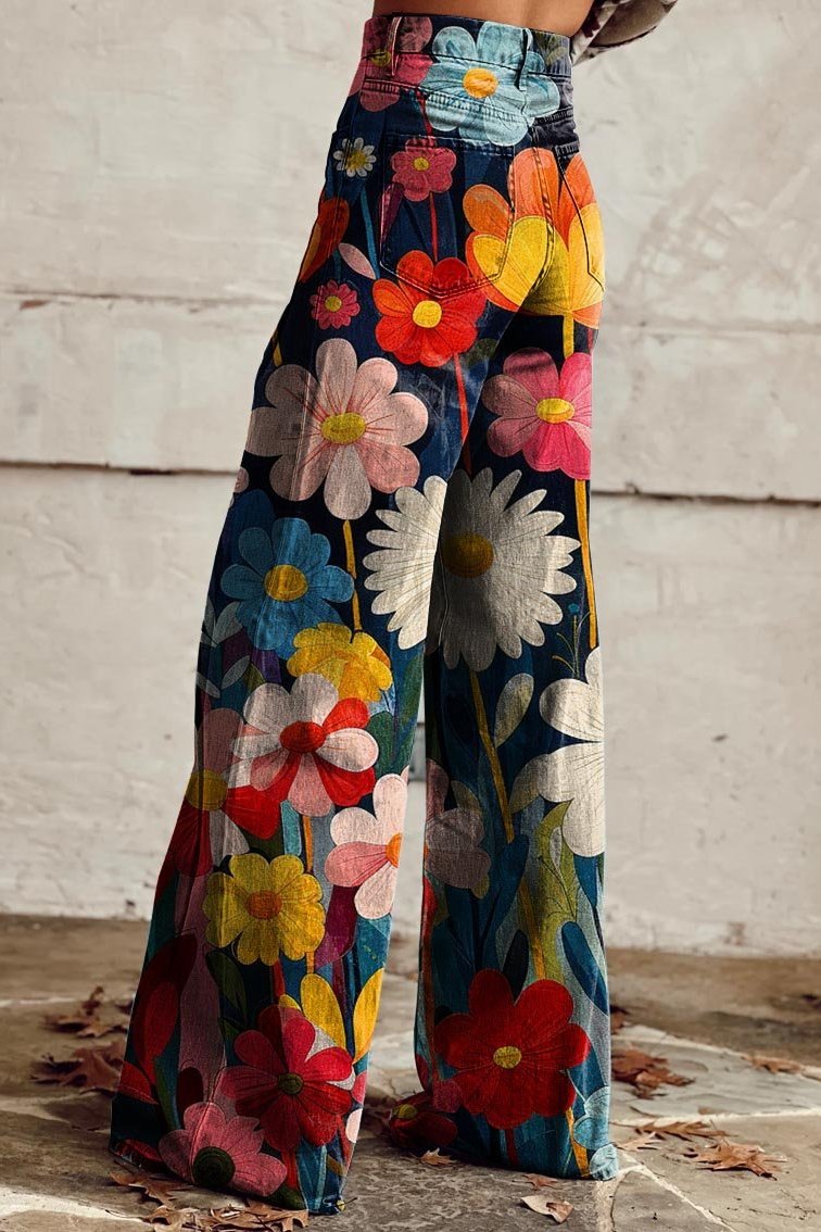Mila Bloemen Jeans Comfortabele Fit