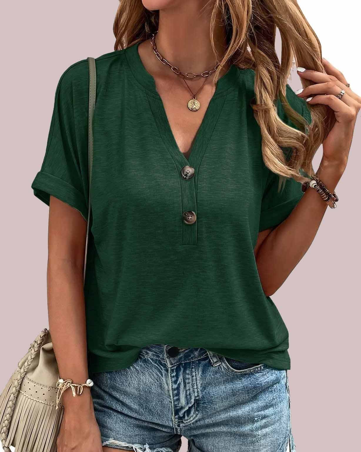V-hals Blouse met Knoopsluiting voor Vrouw