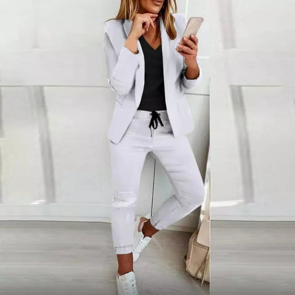 Dames Blazer Broek Set Lange Mouwen ➡️ Dames Blazer Broek Set met Lange Mouwen voor Werk en Feest