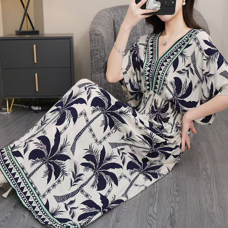 Vrouwelijke Jurk Lange Maxi Jurk Met Bloemenprint