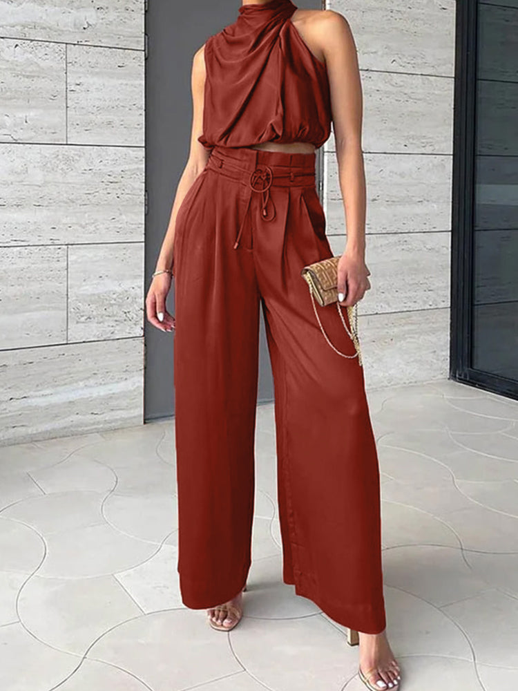 Vrouwen Zijden Tweedelig Outfit - Elegante Zomerjurk Set