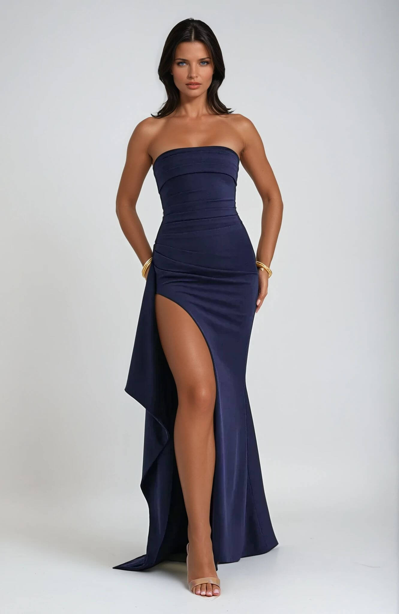 Jurk met Split en Glitter Details Elegante Avondjurk