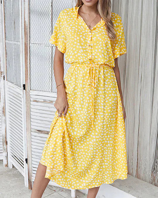 Midi Jurk Elegante met Stippenpatroon