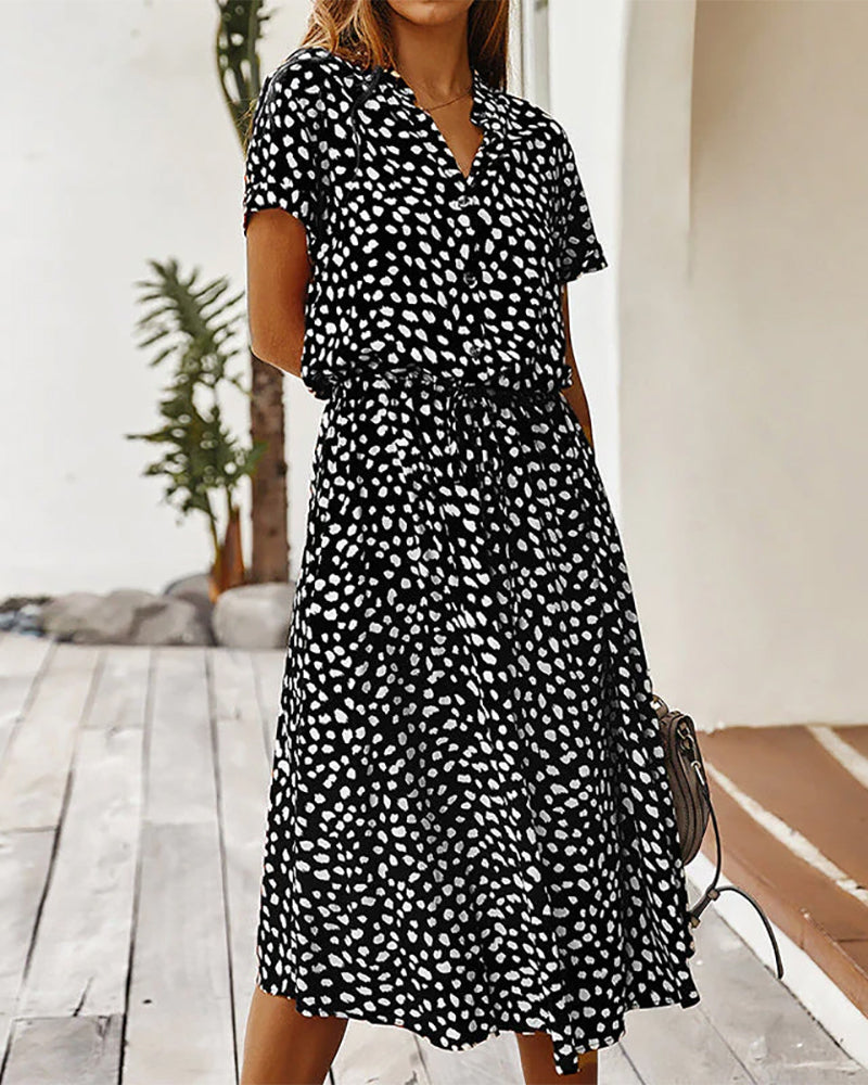 Midi Jurk Elegante met Stippenpatroon