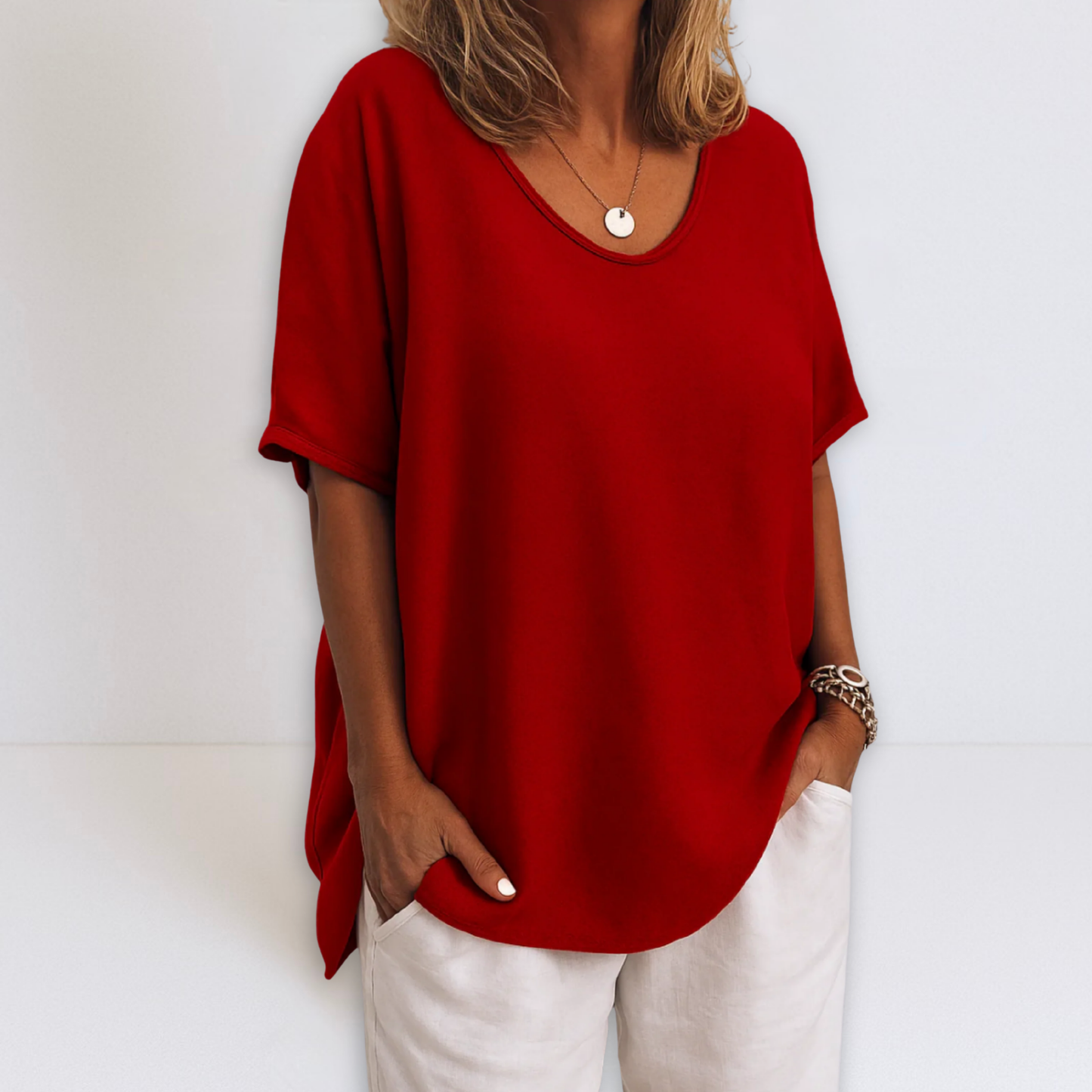 Dames Oversized Blouse V-hals Losse Pasvorm