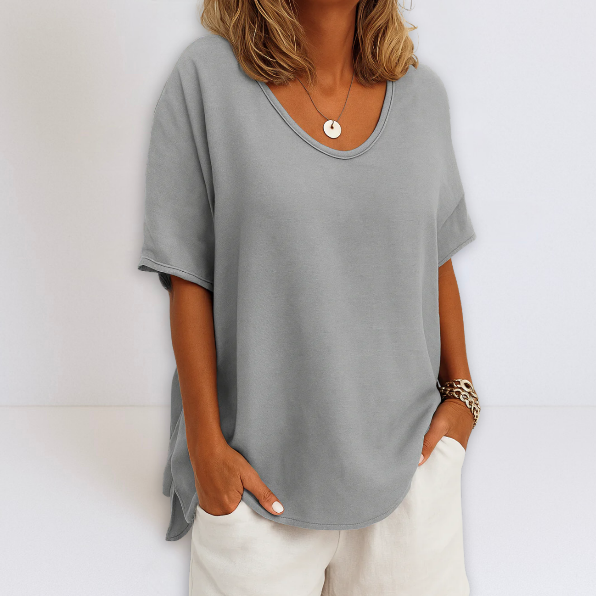 Dames Blouse Oversized Pasvorm V-hals - StudioMarella