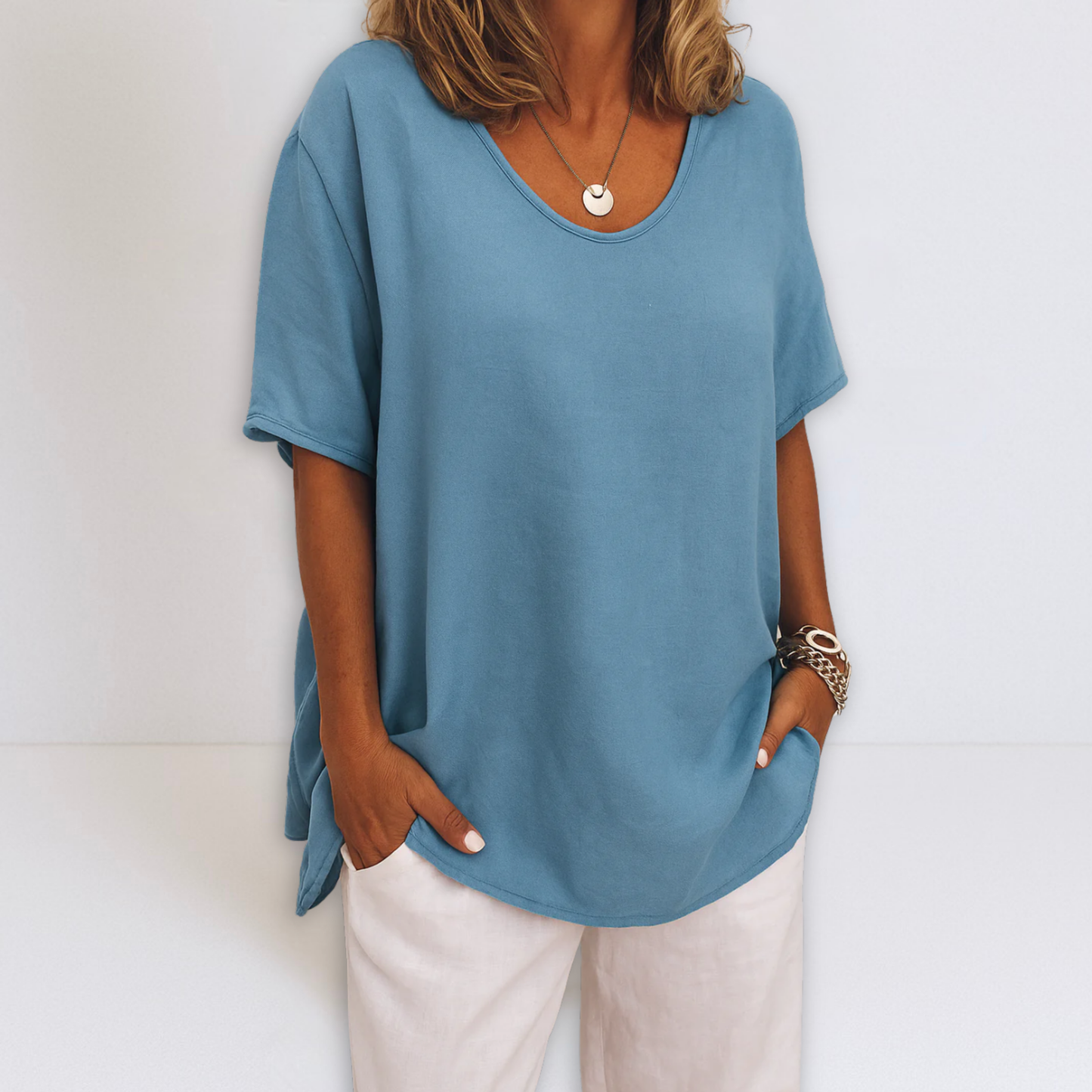 Dames Oversized Blouse V-hals Losse Pasvorm
