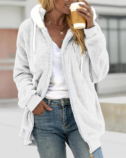 Dames Fleece Hoodie Rits Warme Comfortabele Joggingjas
