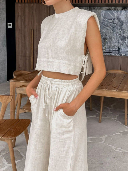 Lichte Zomer Broek Set met Korte Top - StudioMarella