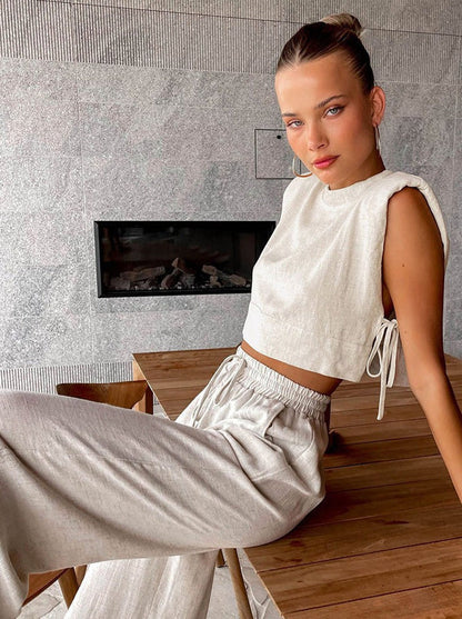 Lichte Zomer Broek Set met Korte Top