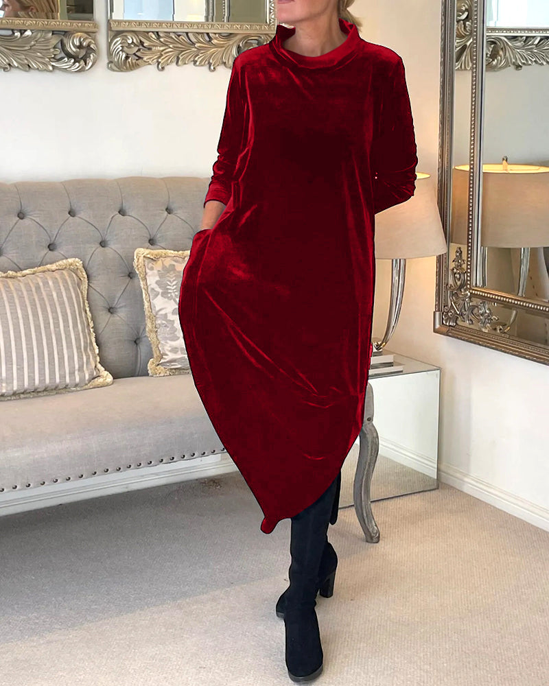 Damesjurk Lange Mouwen Zacht Velvet Herfst Collectie