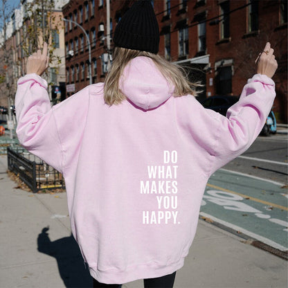 Dames Hoodie Happy Print Zacht en Ruimvallend