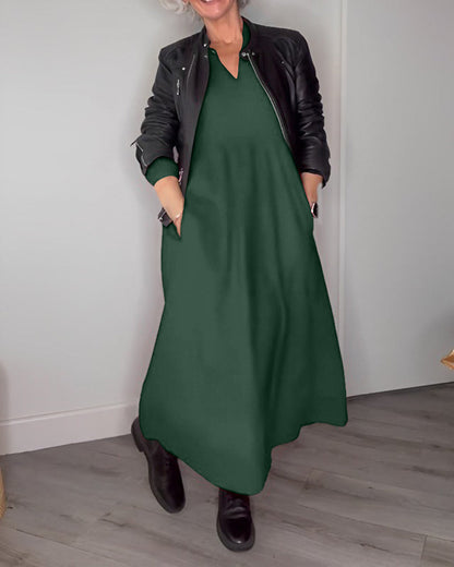 Elegante Avondjurk met Tas en Lange Mouw