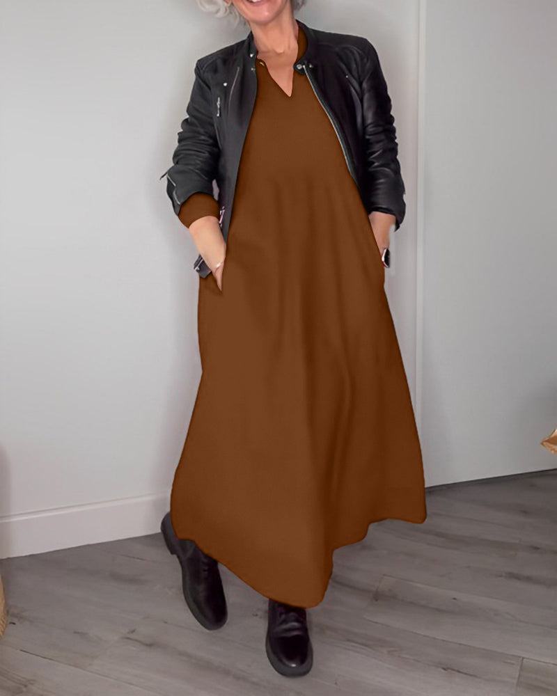 Elegante Avondjurk met Tas en Lange Mouw
