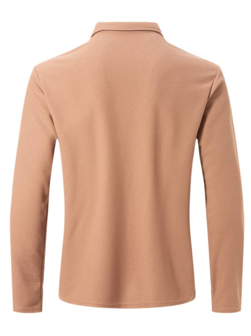 Heren Wafelshirt Lange Mouwen V-Hals Casual Kleding