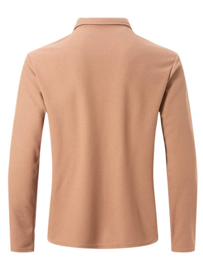 Heren Wafelshirt Lange Mouwen V-Hals Casual Kleding