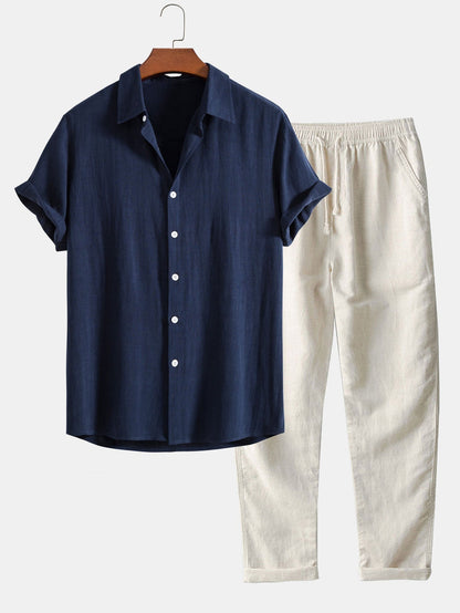 Heren Zomerset Korte Mouw Hemd en BroekComfort Set