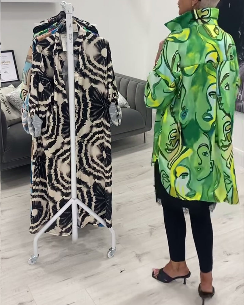 Lucia Vrouwelijke Blouse met Portret Print
