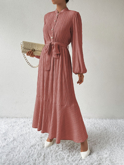 Vrouwenjurk Lange Mouwen met Taille Accent