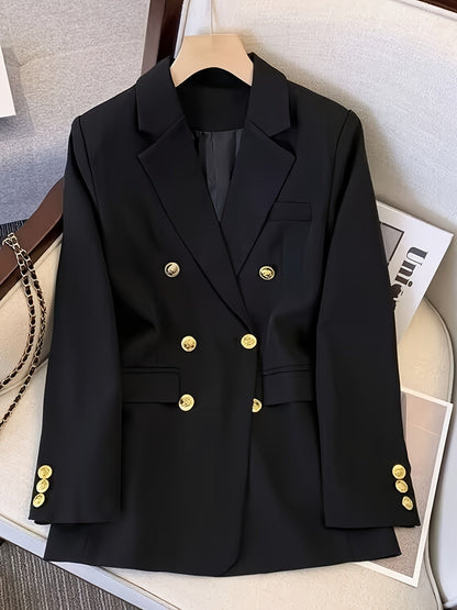 Damesblazer Slim Fit Gouden Knopen Elegant Zwart - StudioMarella