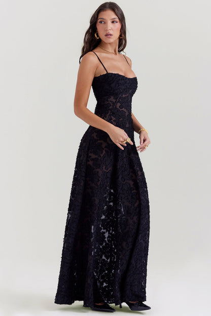 Elegante Maxi Jurk Geborduurd voor Vrouw