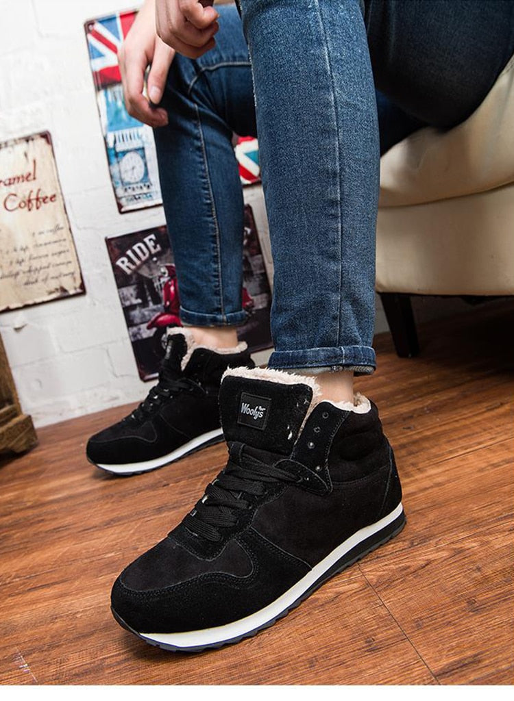 Heren Winterschoenen Hoge Sneakers Warm Bontvoering