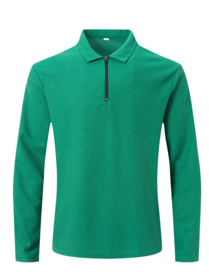 Heren Wafelshirt Lange Mouwen V-Hals Katoen