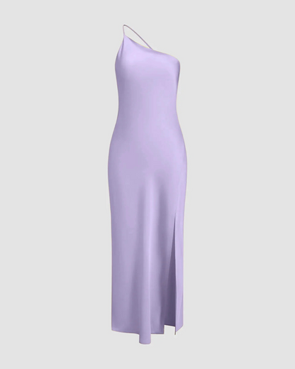 Elegante Avondjurk van Satijn met Hoge Split