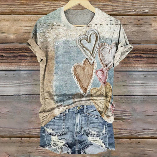 Dames T-shirt Katoen Sweetheart Hals Slim Fit - StudioMarella