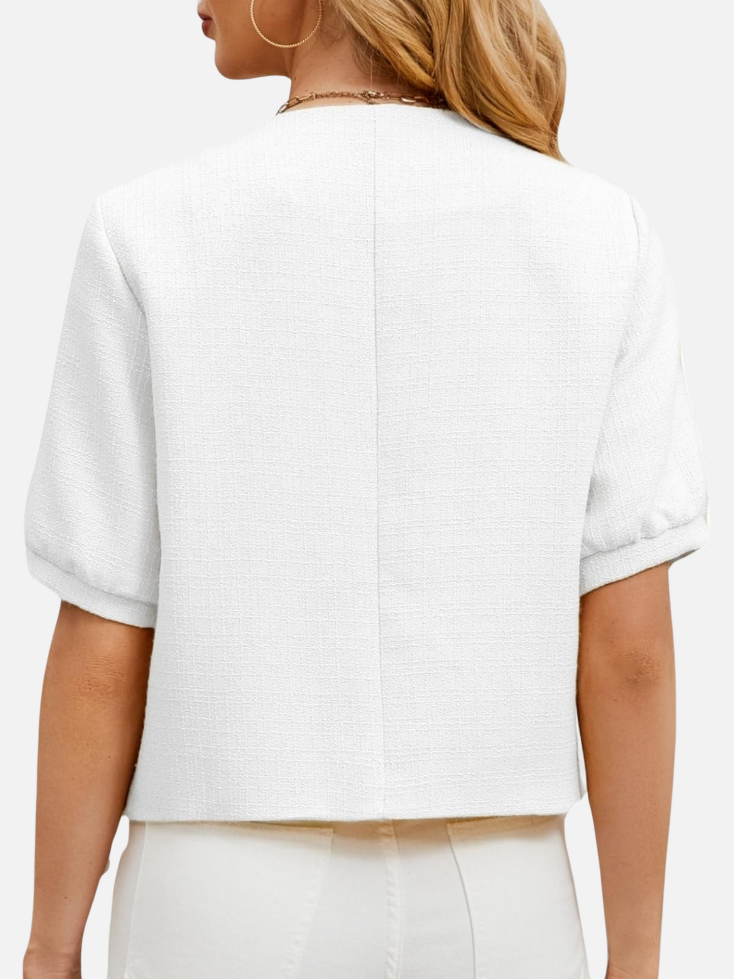 Dames Cropped Blazer Jas Tweed Pasvorm