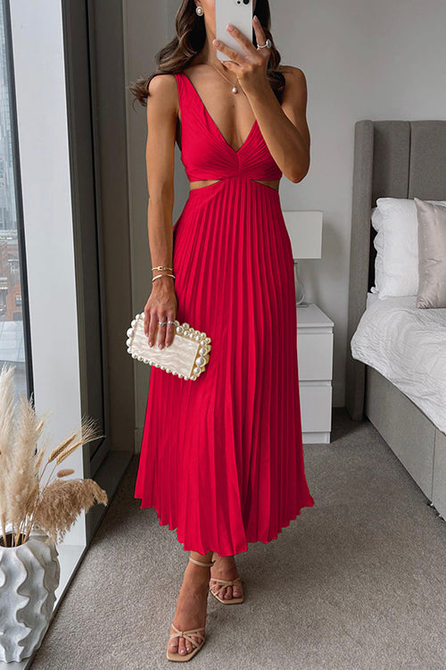 Midi Jurk met Geplooide Rok en Fijne Details