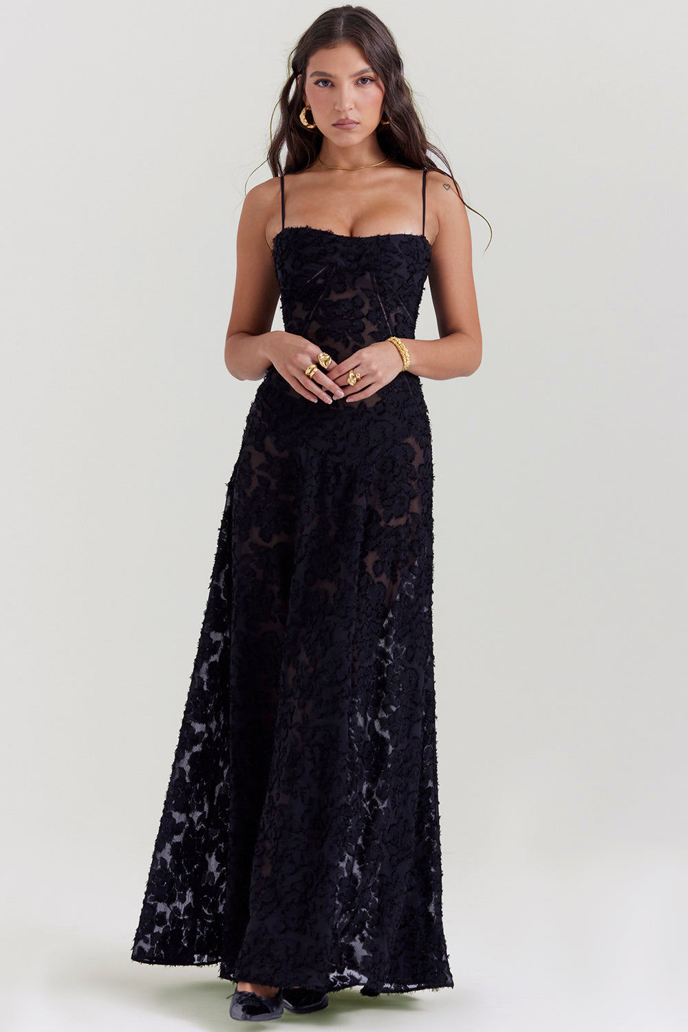 Elegante Maxi Jurk Geborduurd voor Vrouw
