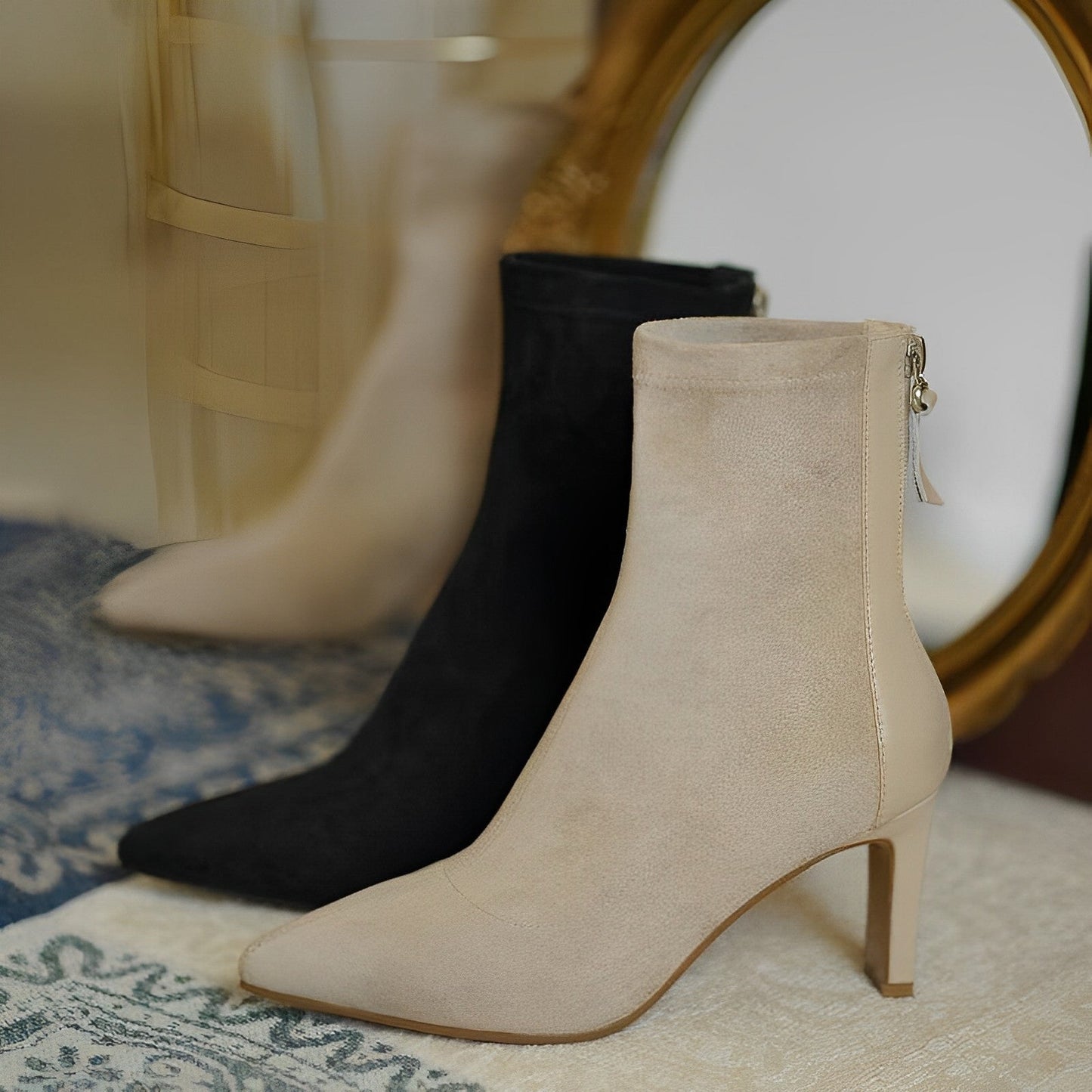 Dames Enkellaarzen Puntneus Elegante Stijl