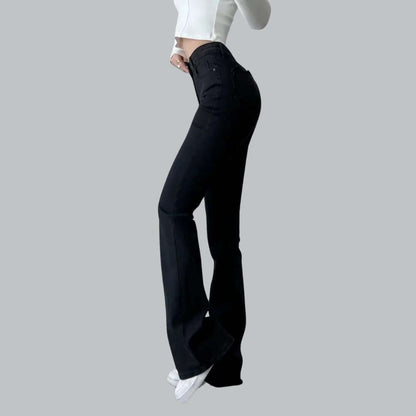 Dames Hoge Taille Flared Jeans met Franjes