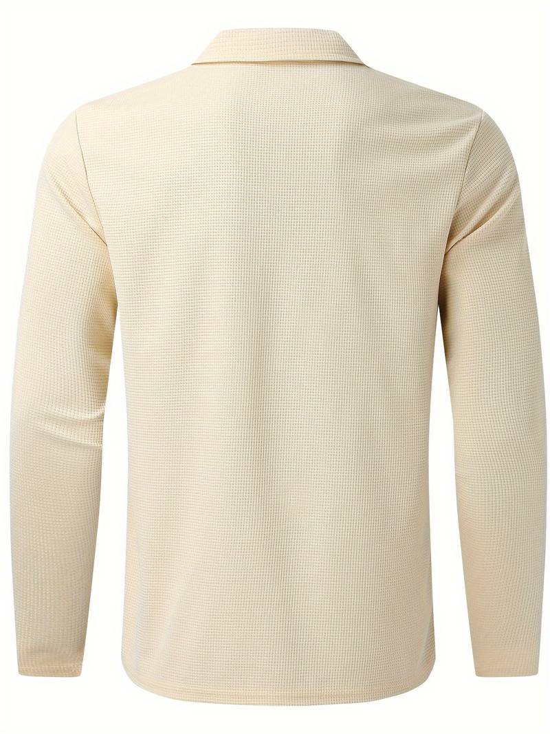 Heren Wafelshirt Lange Mouwen V-Hals Casual Kleding