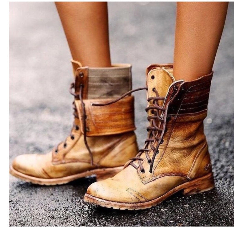 Dames Enkelboots Veterlook Klassiek Comfortabel