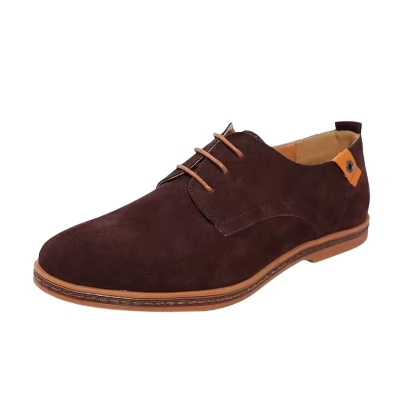 Heren Oxford Schoenen Suède Leer Veters en Contrasterende Hak